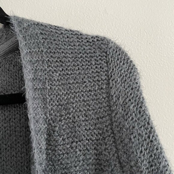 Room 34 Women M Gray Alpaca Blend Knit Open Front Duster Eyelash Cardigan NWT - Picture 6 of 11